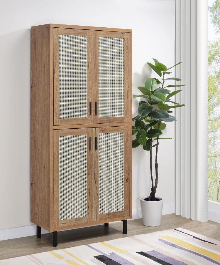 Teller 80-inch 4-door Tall Shoe Storage Cabinet Natural Oak Default Title