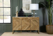 Keaton 3-door Marble Top Herringbone Accent Cabinet Natural Default Title