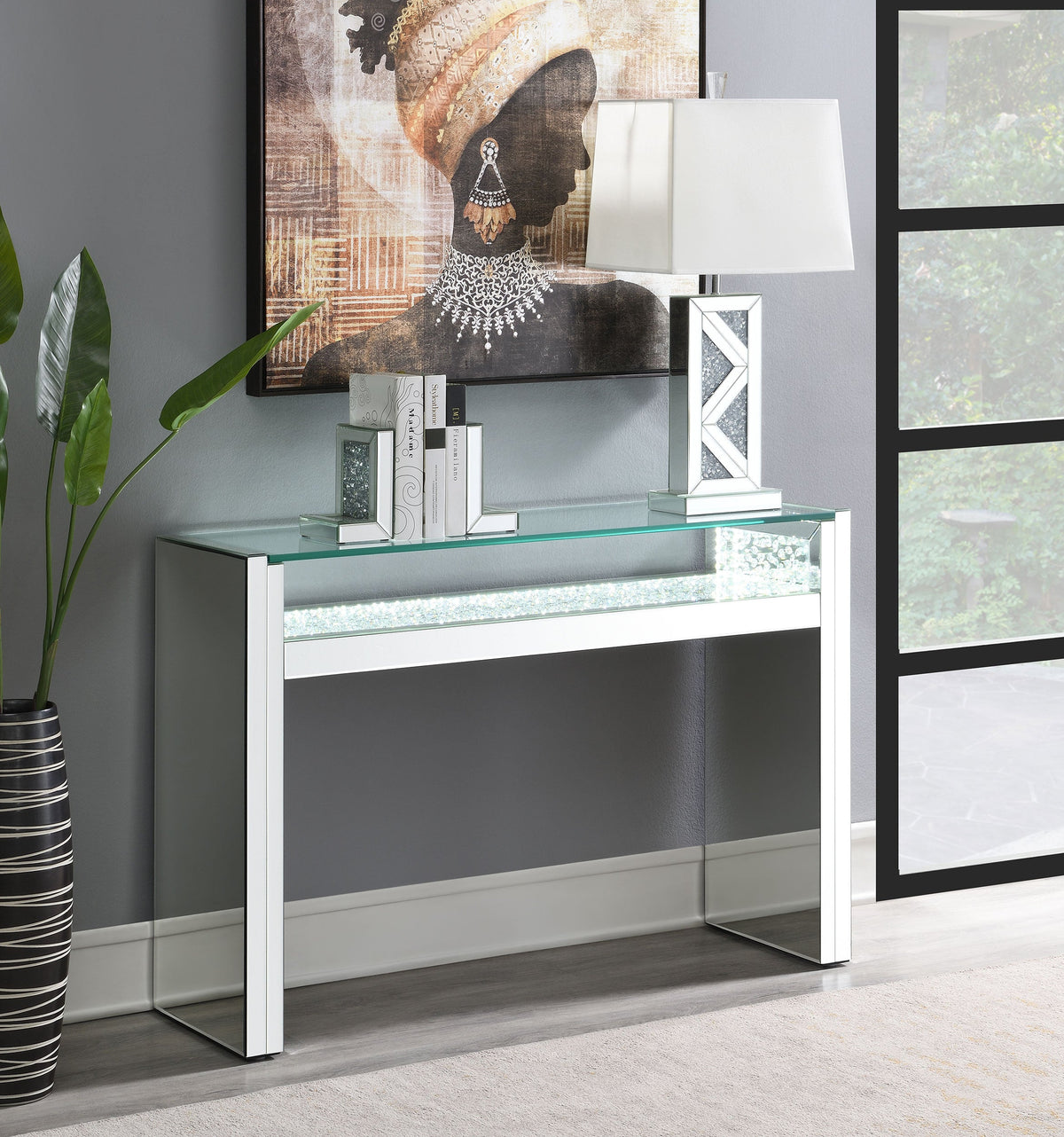 Edna Mirrored Console Table LED Lighting Silver