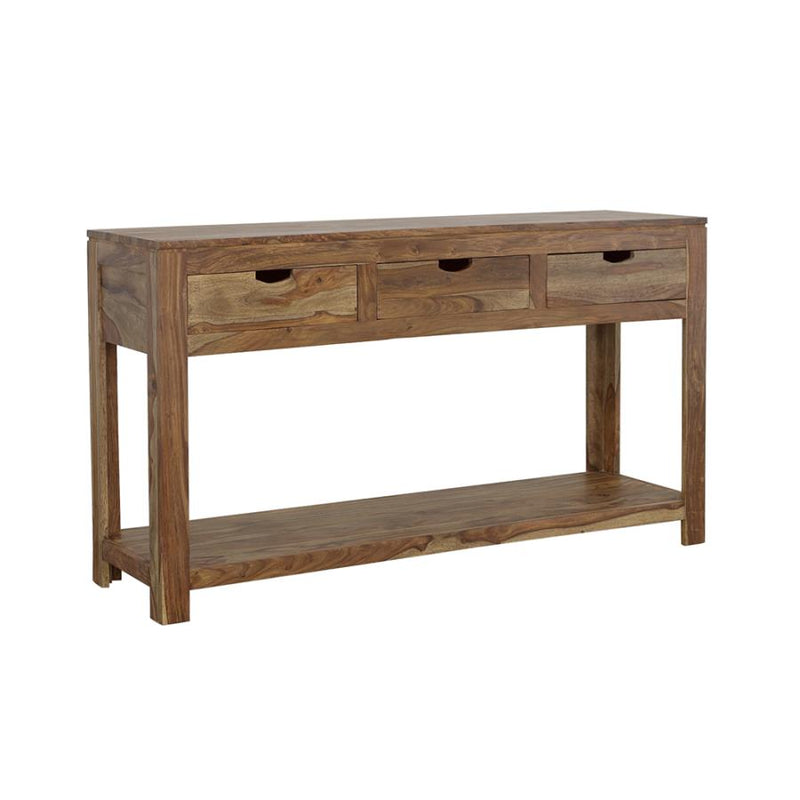 Esther 3-drawer Wood Console Table Natural Sheesham Default Title