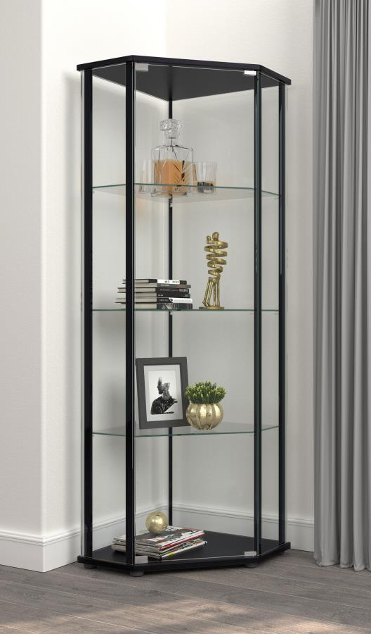 Zenobia 4-shelf Curio Cabinet Display Case Black Default Title