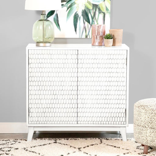 Gambon 2-door Wood Honeycomb Pattern Accent Cabinet White Default Title
