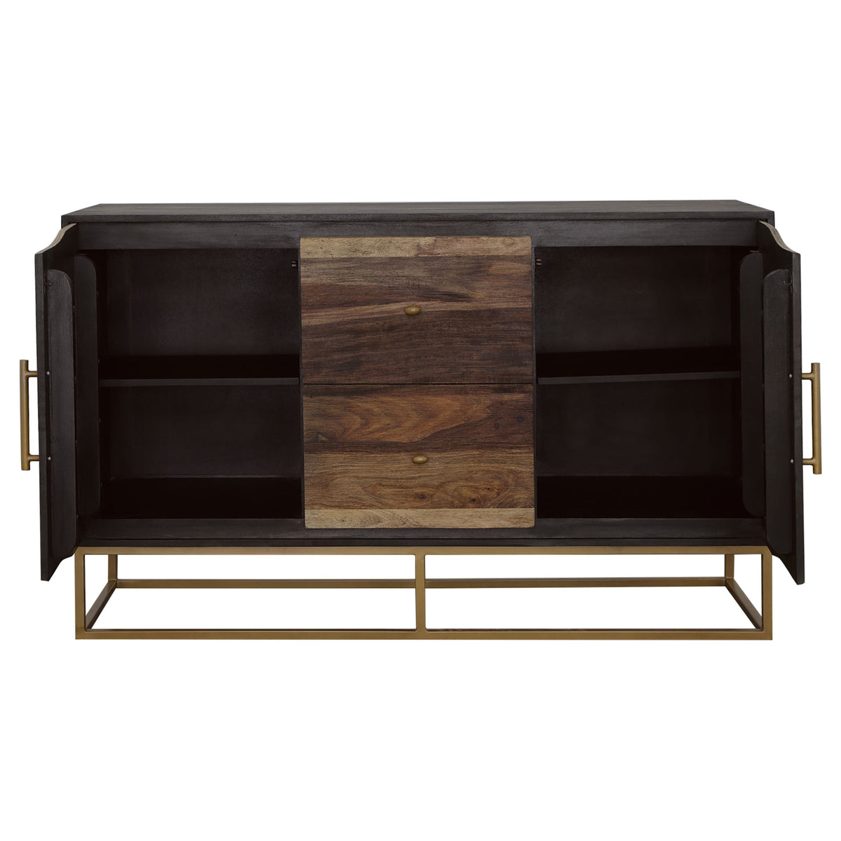 Zara 2-door 57-inch Wood Accent Storage Cabinet Black Walnut