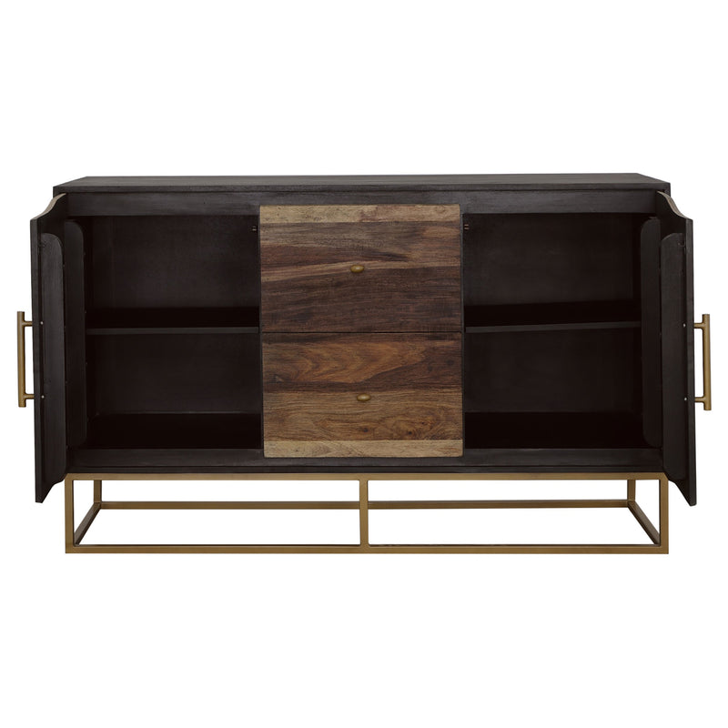 Zara 2-door 57-inch Wood Accent Storage Cabinet Black Walnut