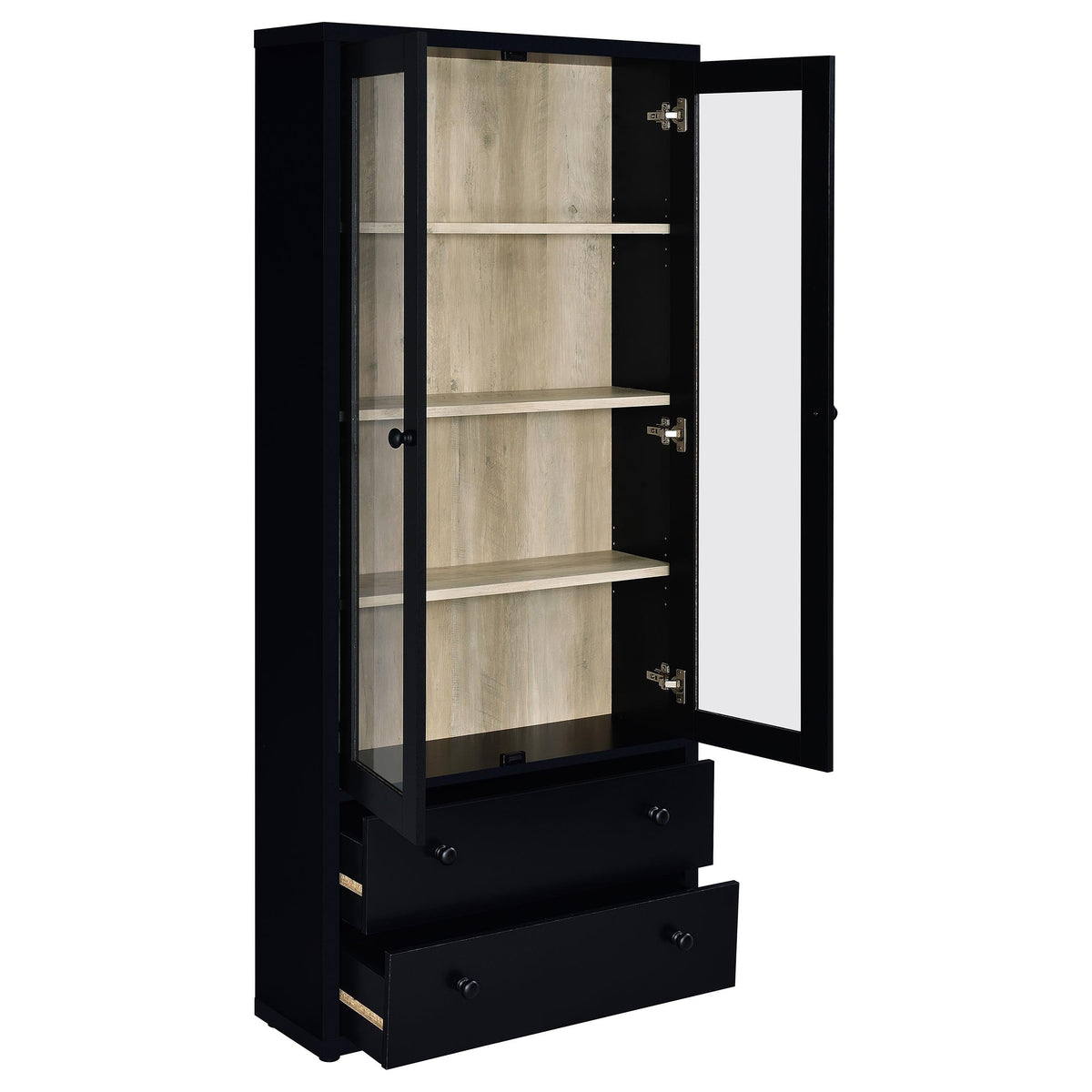 Hawthorne 4-shelf Glass Door Tall Cabinet with Drawers