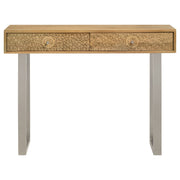 Draco 2-drawer Console Table Hand Carved Details Natural