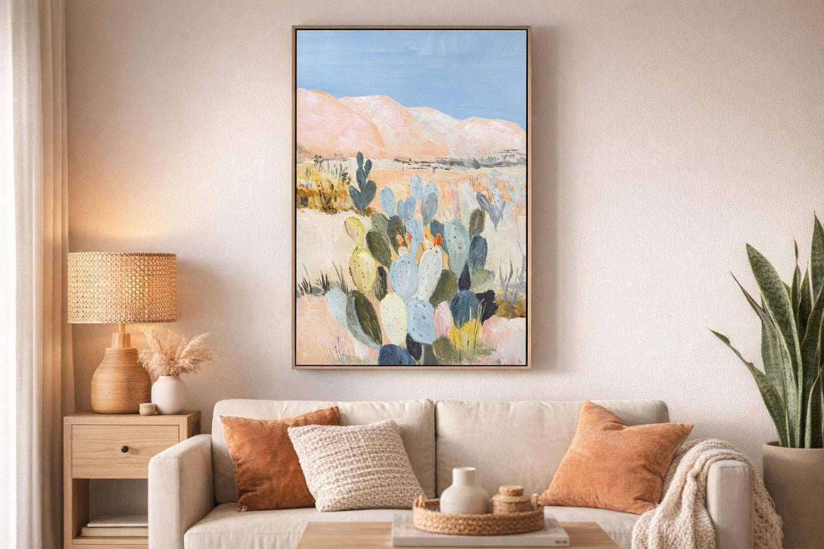 Desert Blush I Hand-Embellished Canvas In Frame - Natural / Pink