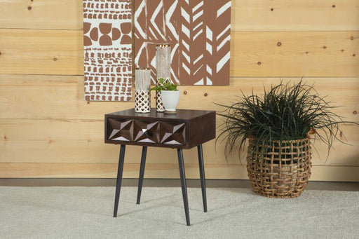 Ezra 1-drawer Rectangular Accent Side Table Coffee Brown Default Title