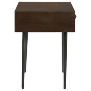 Ezra 1-drawer Rectangular Accent Side Table Coffee Brown