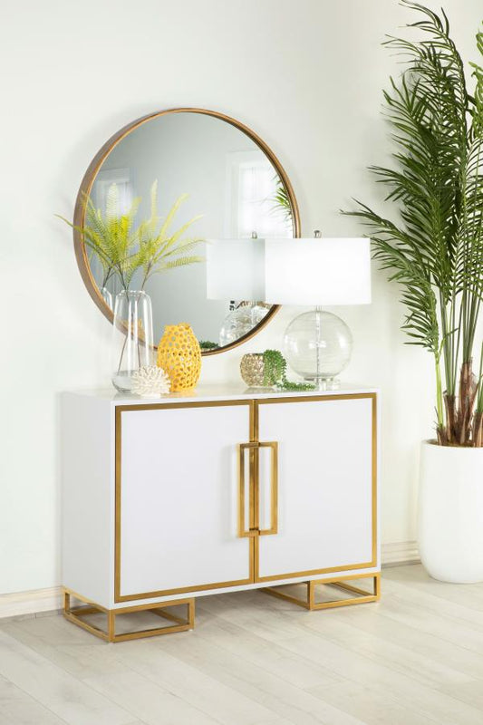 Elsa 2-door Wood Storage Accent Cabinet White and Gold Default Title