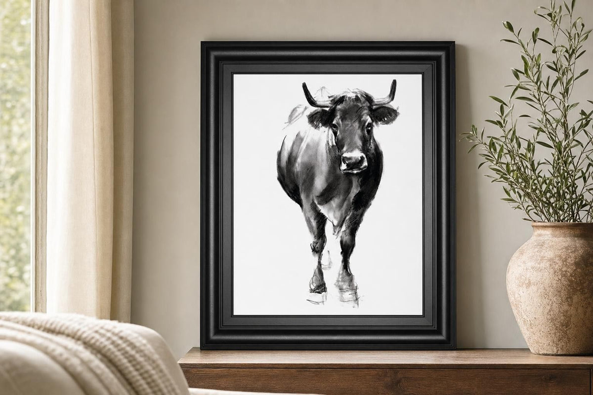 22x26 Charcoal Cattle II By Jennifer Paxton Parker - Dark Gray