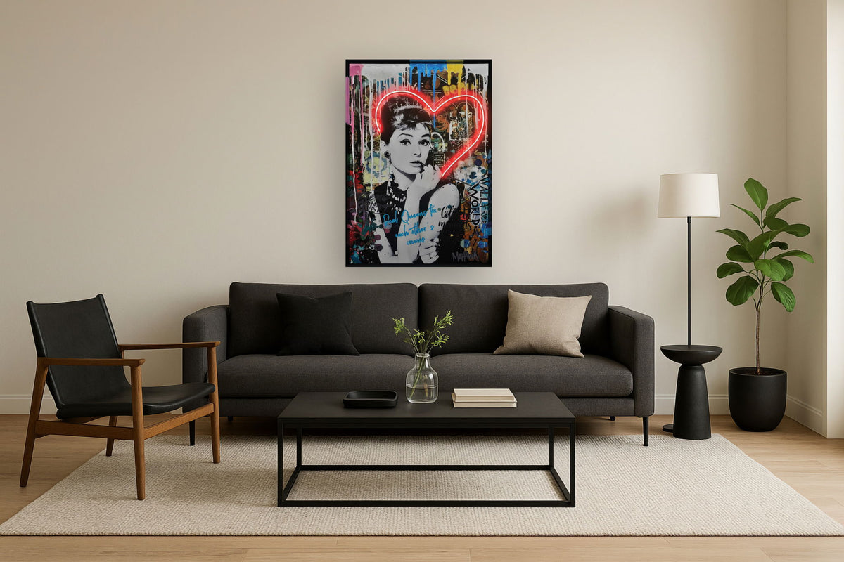 Radiant Muse Heart - 33" x 48" Framed Wall Art - Pink