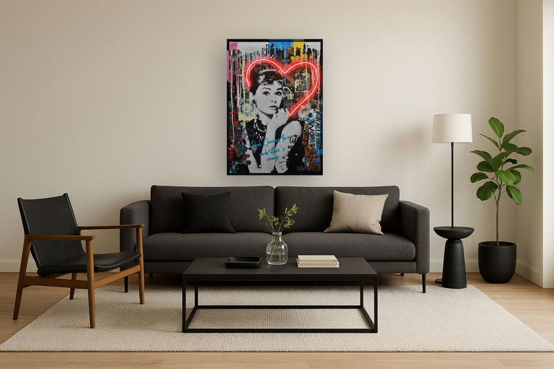 Radiant Muse Heart - 33" x 48" Framed Wall Art - Pink