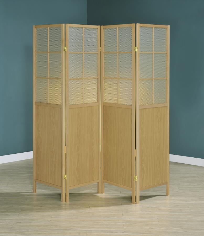 Edwards 4-Panel Room Divider Folding Shoji Screen Natural Default Title