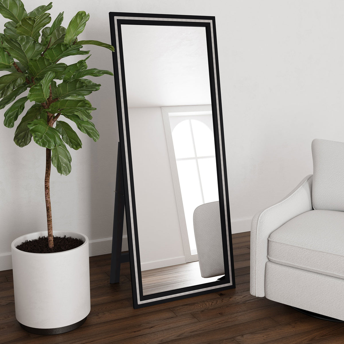 Windrose 28 x 67 Inch Tempered LED Standing Mirror