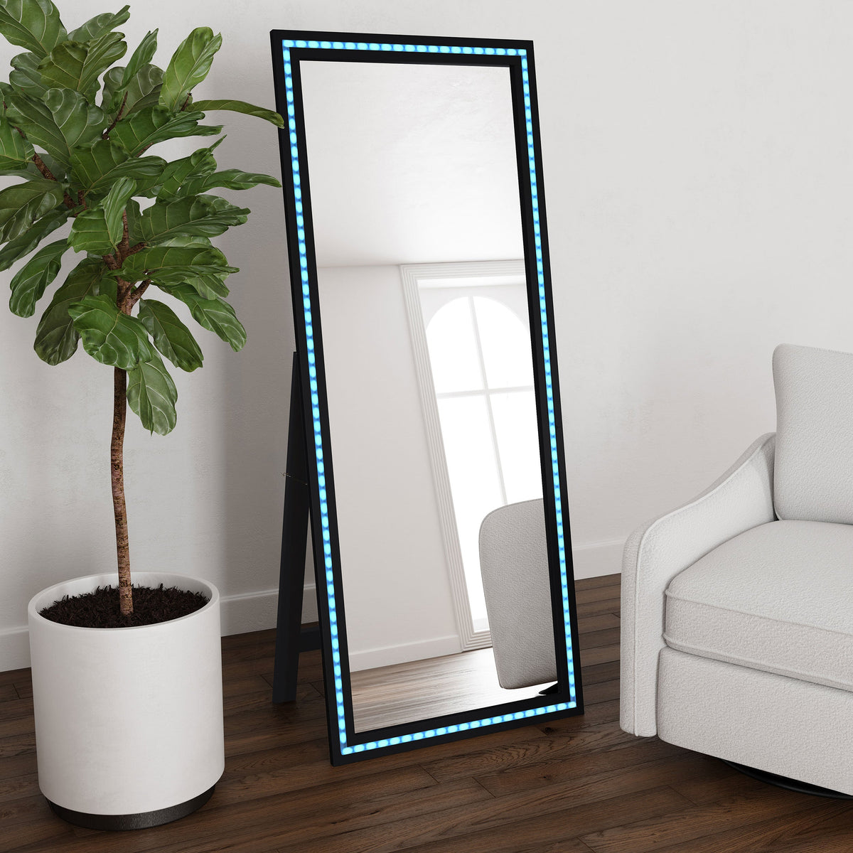 Windrose 28 x 67 Inch Tempered LED Standing Mirror