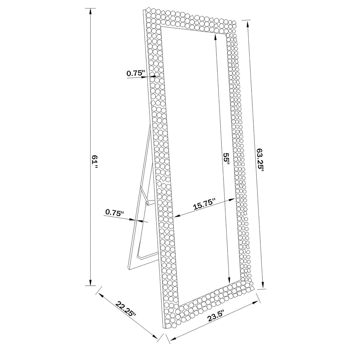 Mckay 24 x 63 Inch Acrylic Frame Standing Mirror Smokey Grey
