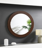 Dexter 40 x 40 Inch Round Reeding Frame Wall Mirror Brown Default Title