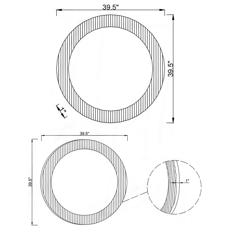 Dexter 40 x 40 Inch Round Reeding Frame Wall Mirror Brown
