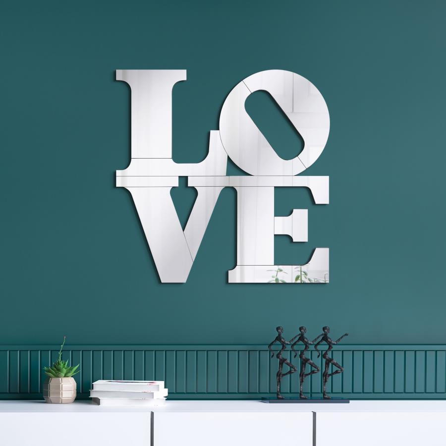 Keiran 40 x 40 Inch LOVE Lettered Wall Mirror Silver Default Title