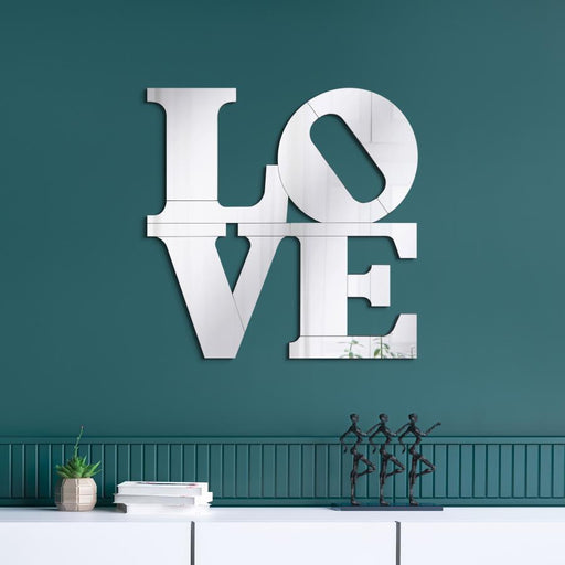 Keiran 40 x 40 Inch LOVE Lettered Wall Mirror Silver Default Title