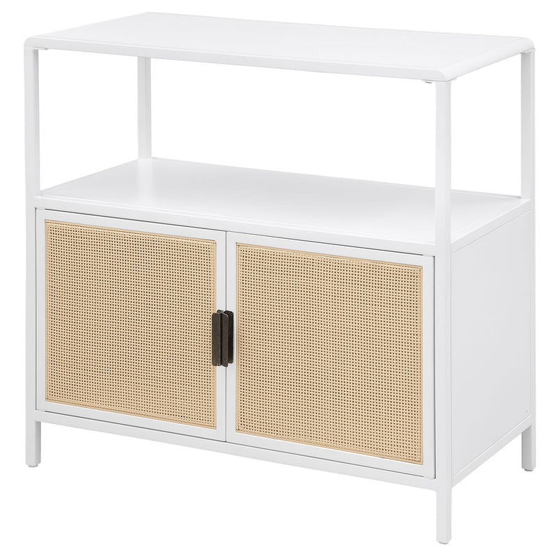 Amherst 2-door Radio Weave Cane Metal Accent Cabinet
