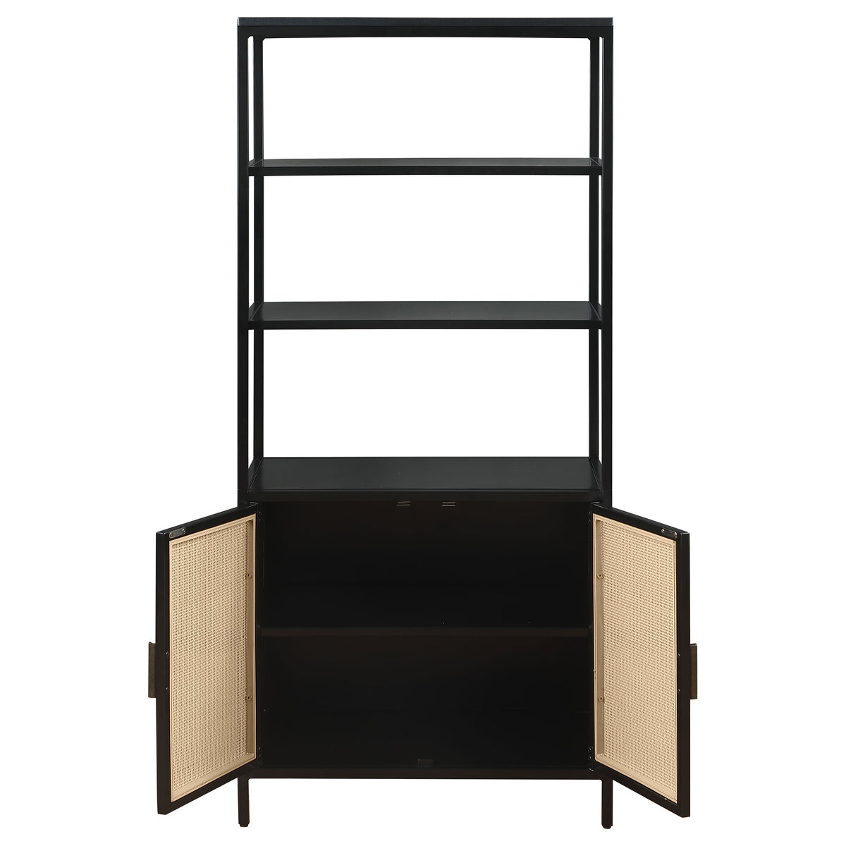 Amherst 3-shelf Radio Weave Cane Metal Accent Cabinet