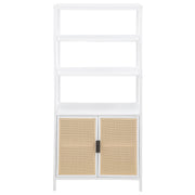 Amherst 3-shelf Radio Weave Cane Metal Accent Cabinet
