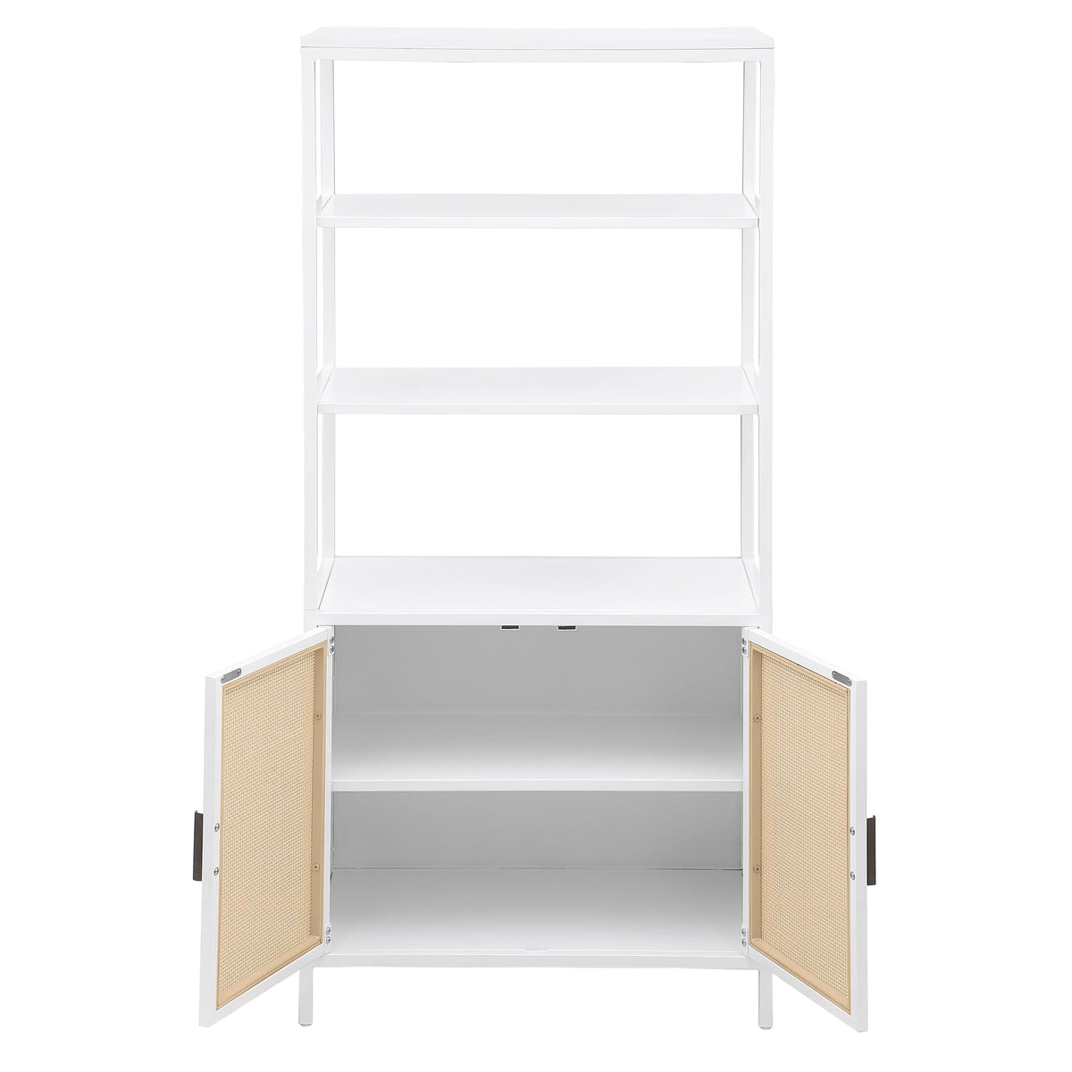 Amherst 3-shelf Radio Weave Cane Metal Accent Cabinet