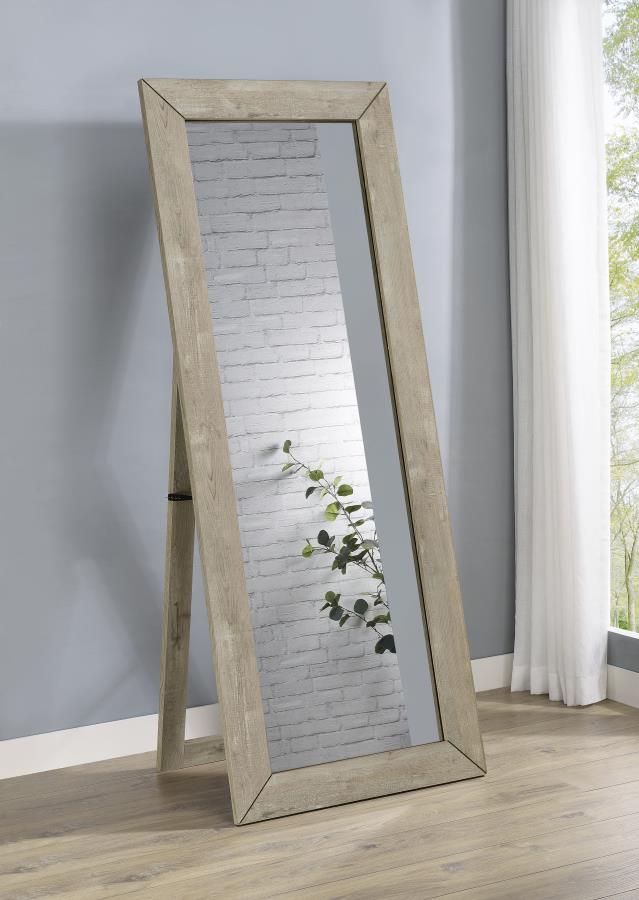 Cadence Tempered Glass Full Length Standing Mirror Grey Washed Oak