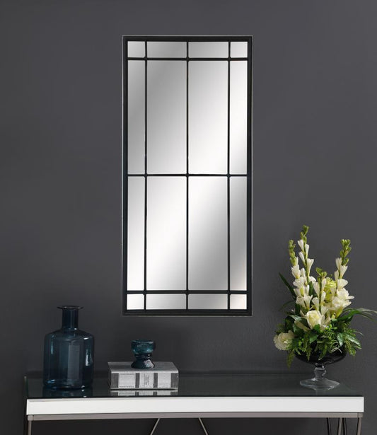 Annetta 24 x 52 Inch Window Pane Wall Mirror Black Default Title