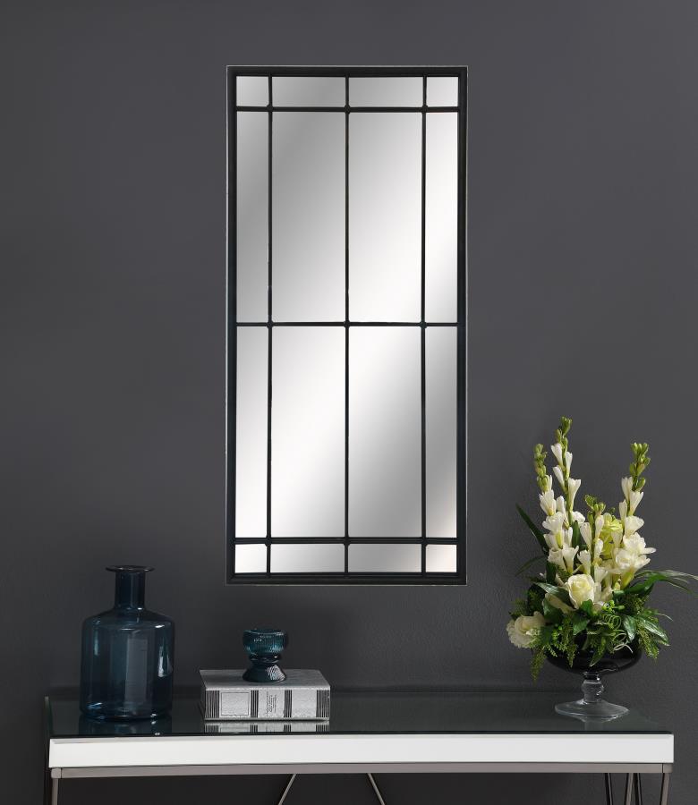 Annetta 24 x 52 Inch Window Pane Wall Mirror Black Default Title