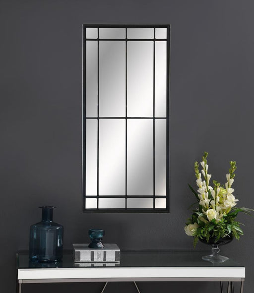 Annetta 24 x 52 Inch Window Pane Wall Mirror Black Default Title