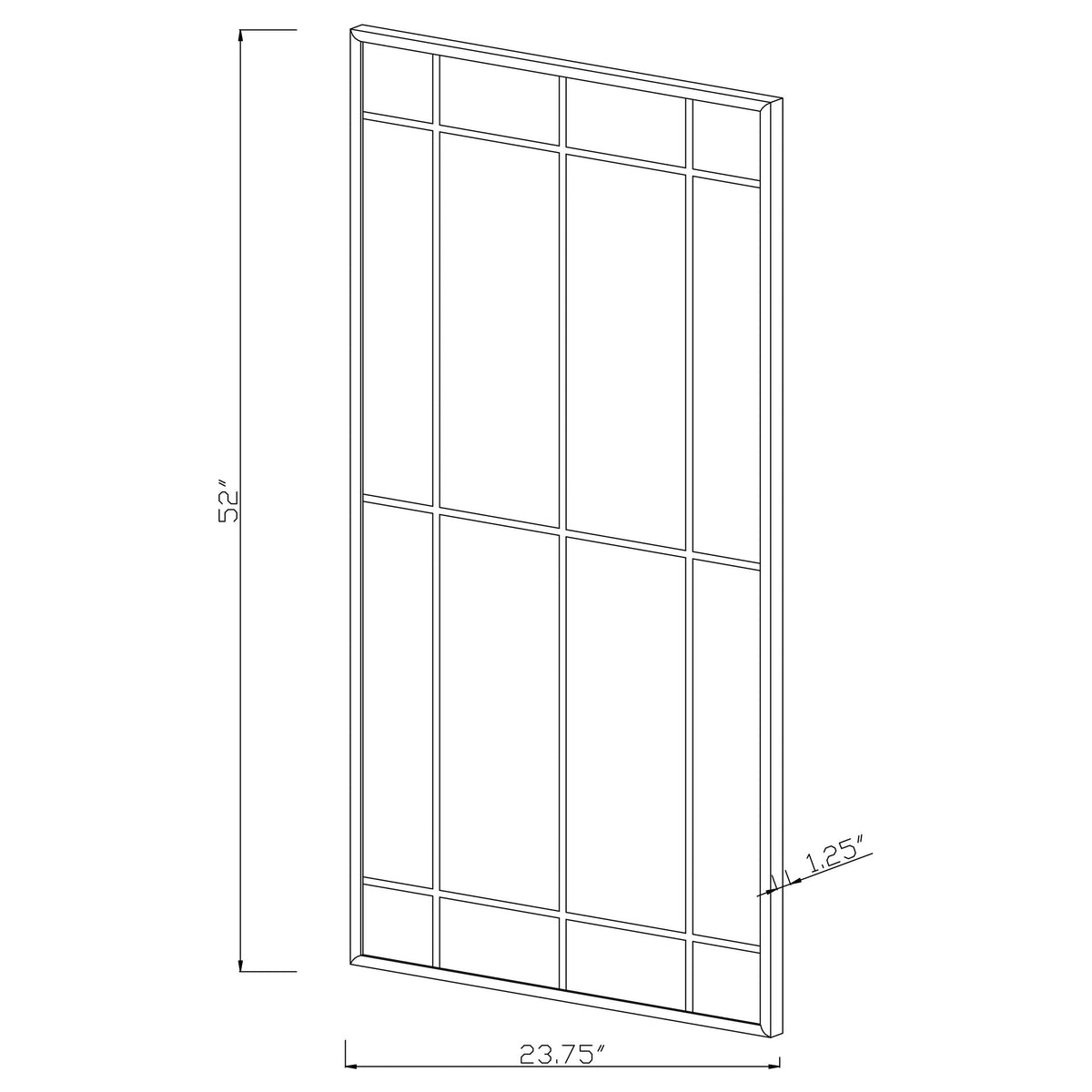Annetta 24 x 52 Inch Window Pane Wall Mirror Black