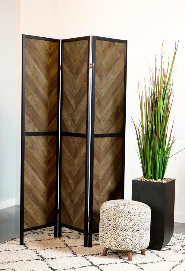 Marlene 3-Panel Room Divider Folding Screen Rustic Tobacco Default Title