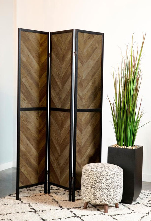 Marlene 3-Panel Room Divider Folding Screen Rustic Tobacco Default Title