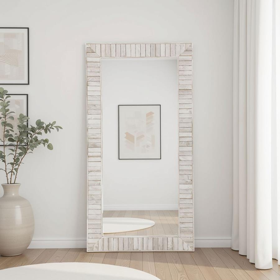 Pino 34 x 68 Inch Wood Framed Floor Mirror White Default Title