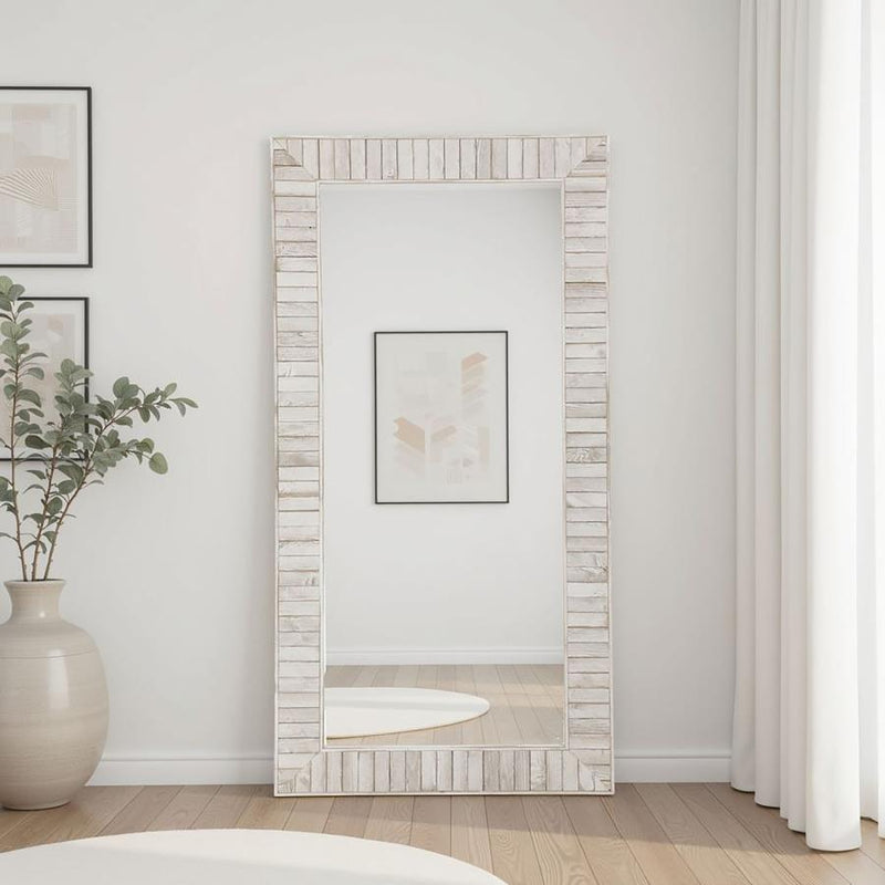 Pino 34 x 68 Inch Wood Framed Floor Mirror White Default Title