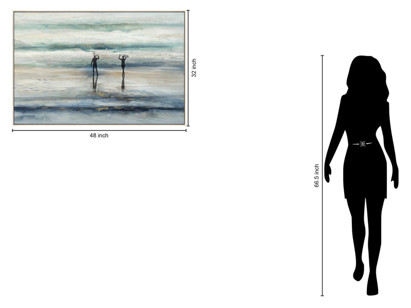 Surfer Stroll - 32" x 48" Framed Wall Art - Blue