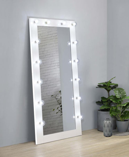 Zayan 32 x 71 Inch Floor Mirror LED ing Gloss White High Gloss