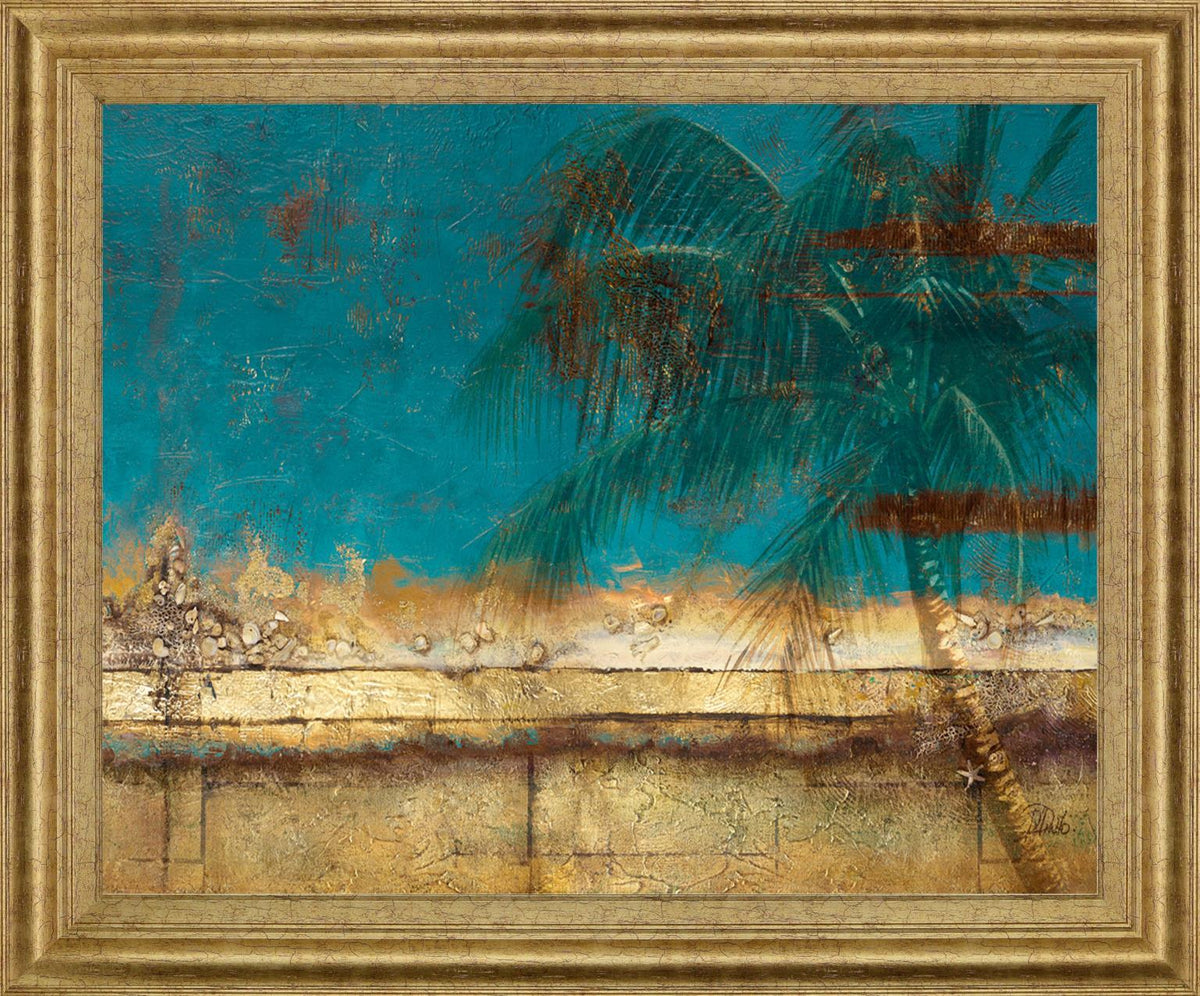 Golden Oasis - 28" x 34" Framed Wall Art - Blue