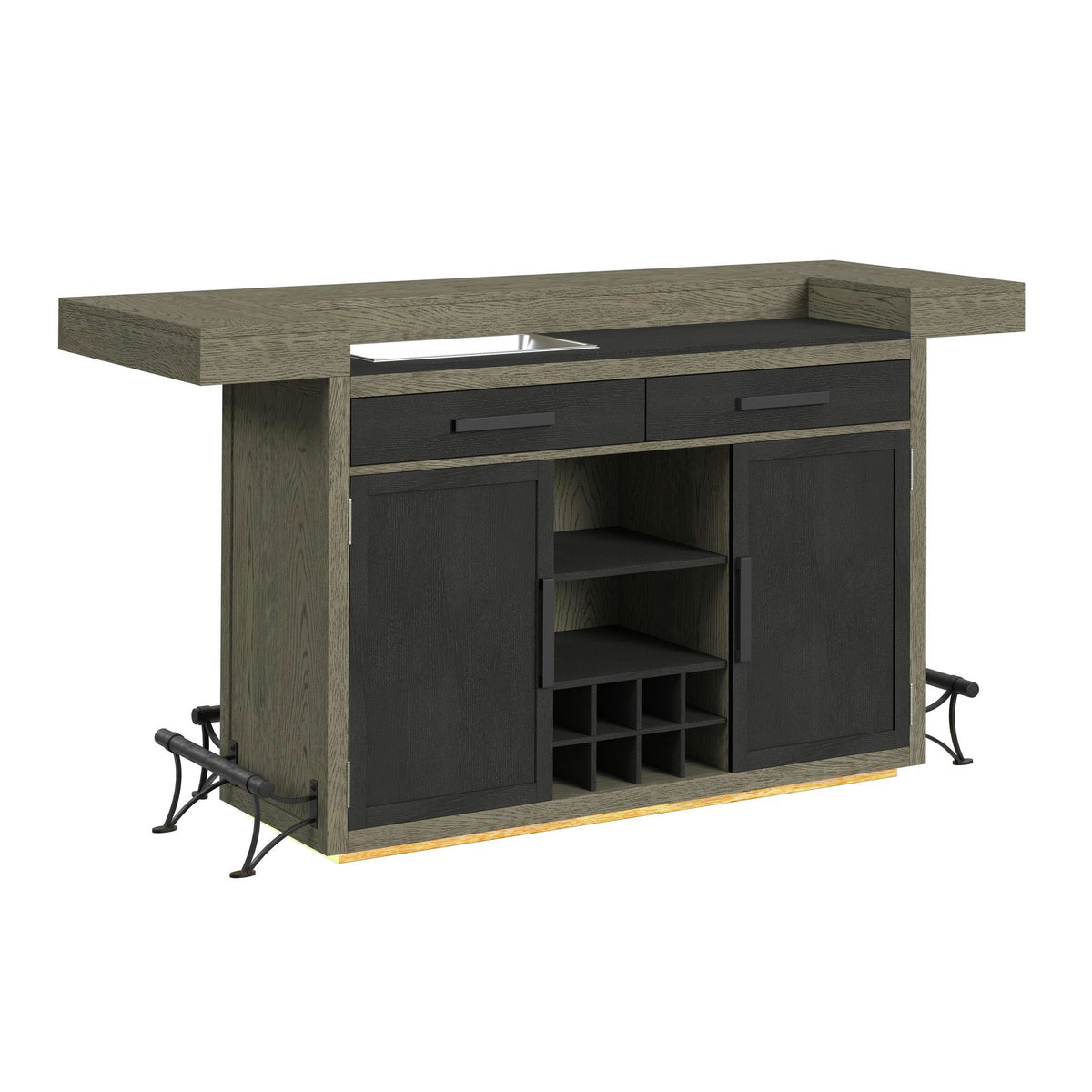 Jemma - Bar Table With Light - Gray And Dark Espresso