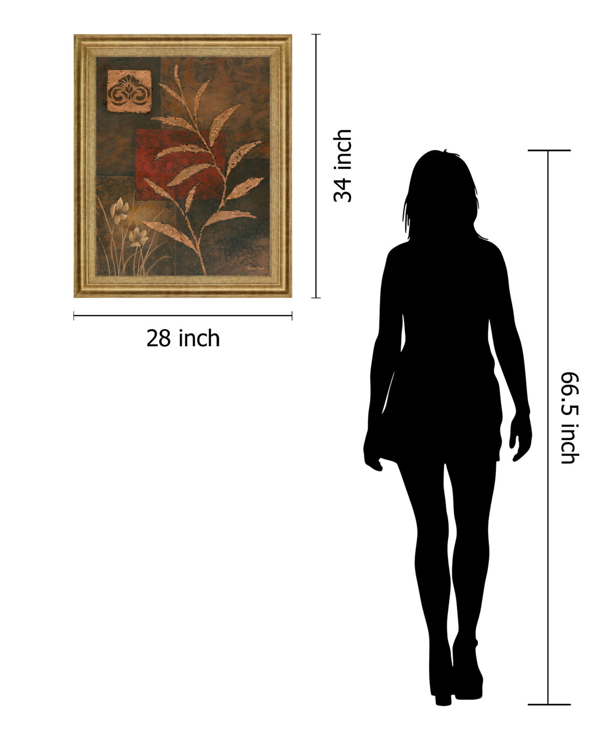 Bronzed Botanical - 28" x 34" Framed Wall Art - Orange
