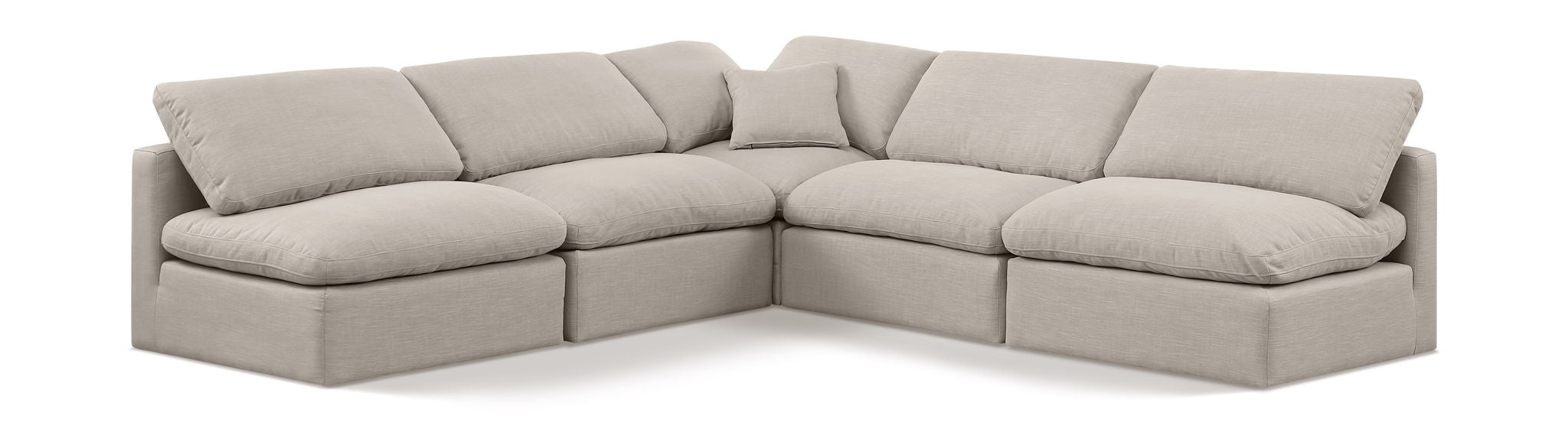 Indulge - Linen 5 Piece Modular Corner Armless Sectional