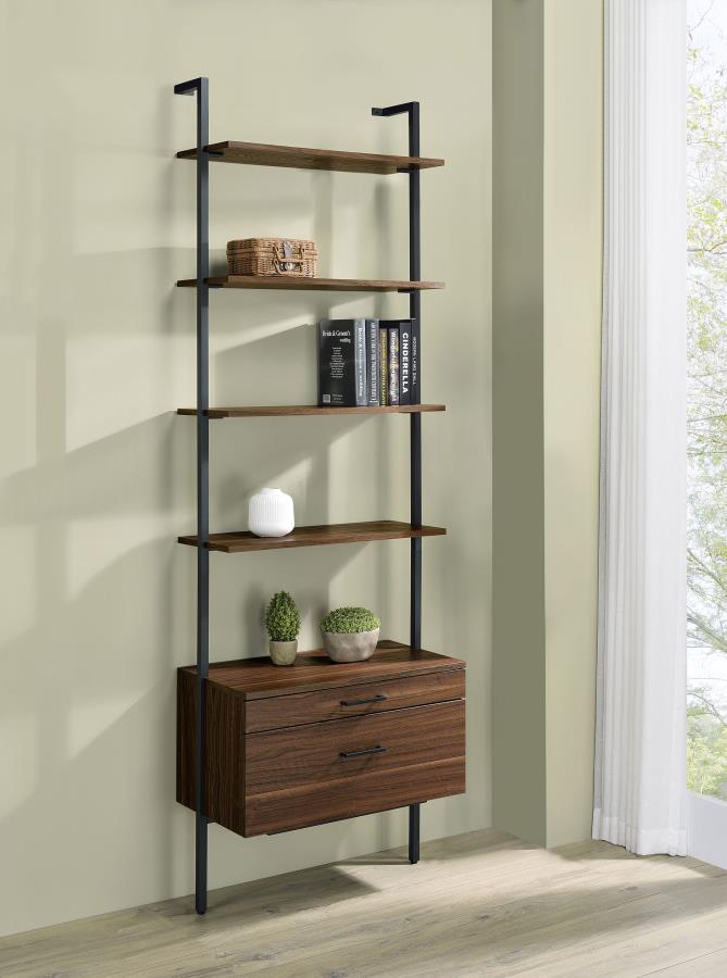 Owens 96-inch 4-shelf Storage Wall Bookshelf Walnut Default Title