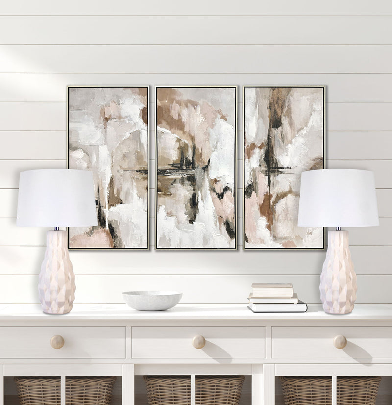 "Sculpted Elegance" Ceramic Table Lamp (Set of 2) - White Sand