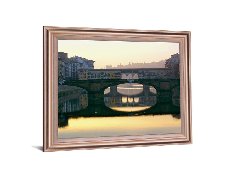 Golden Bridge Glow - 28" x 34" Framed Wall Art - Dark Gray