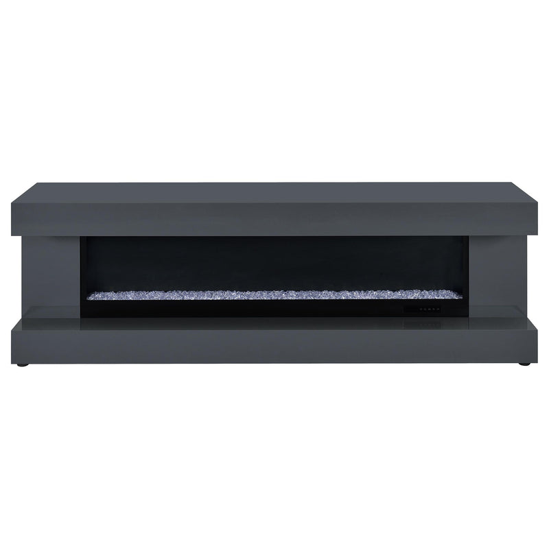 Mallory TV Stand Fireplace Console Bluetooth Speaker Grey High Gloss
