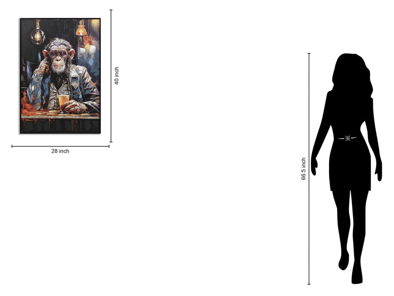 Pensive Primate Toast - 28" x 40" Framed Wall Art - Dark Brown
