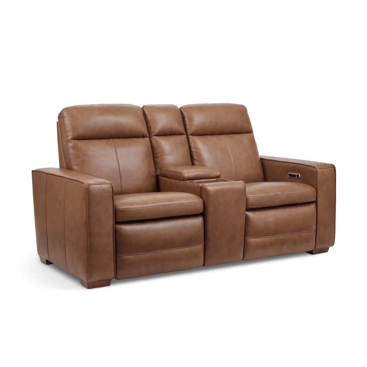 Flexsteel Dutch Power Reclining Loveseat with Console, Power Headrest & Lumbar